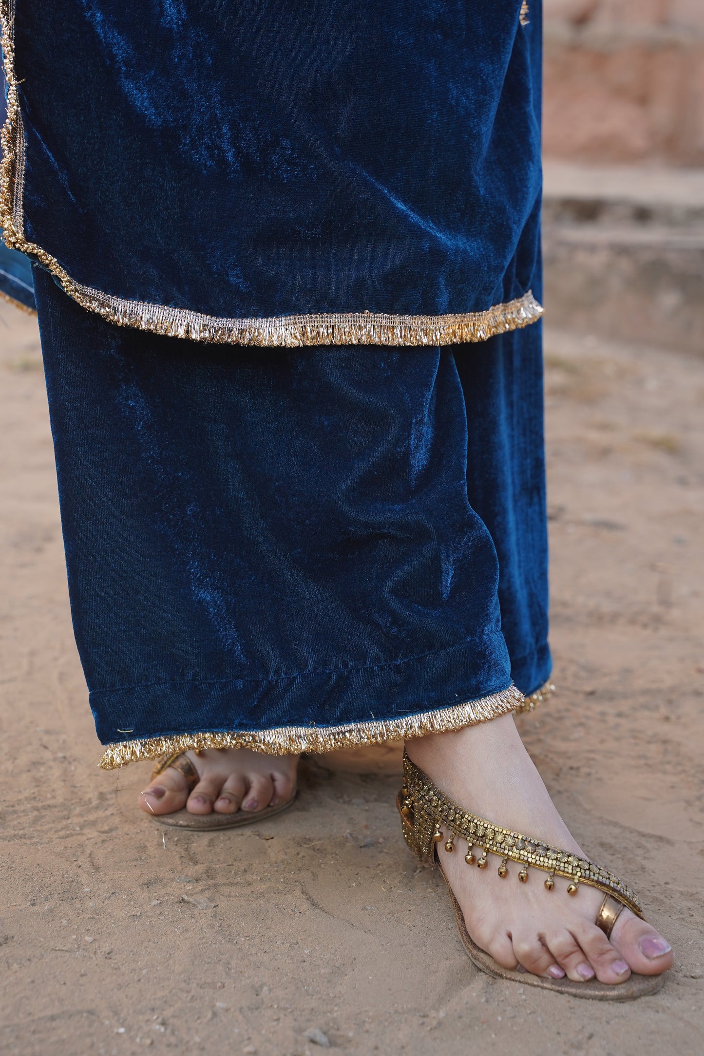 Rajvadi Royal Blue Velvet suit sets with Zardozi Work NaaR By Nk
