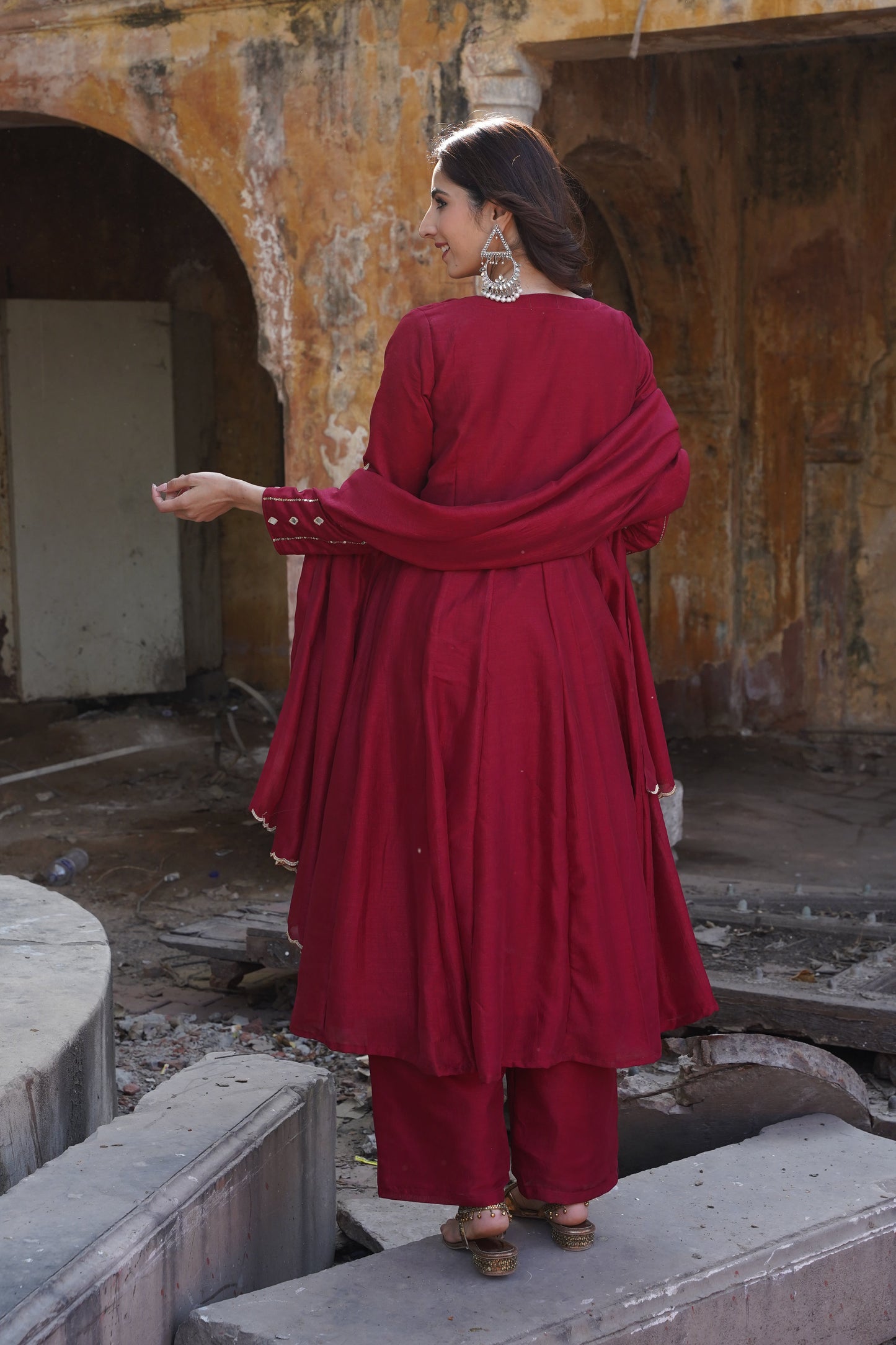Ruby Red Cherry Suit Set with Mirror Handwork NaaR By Nk