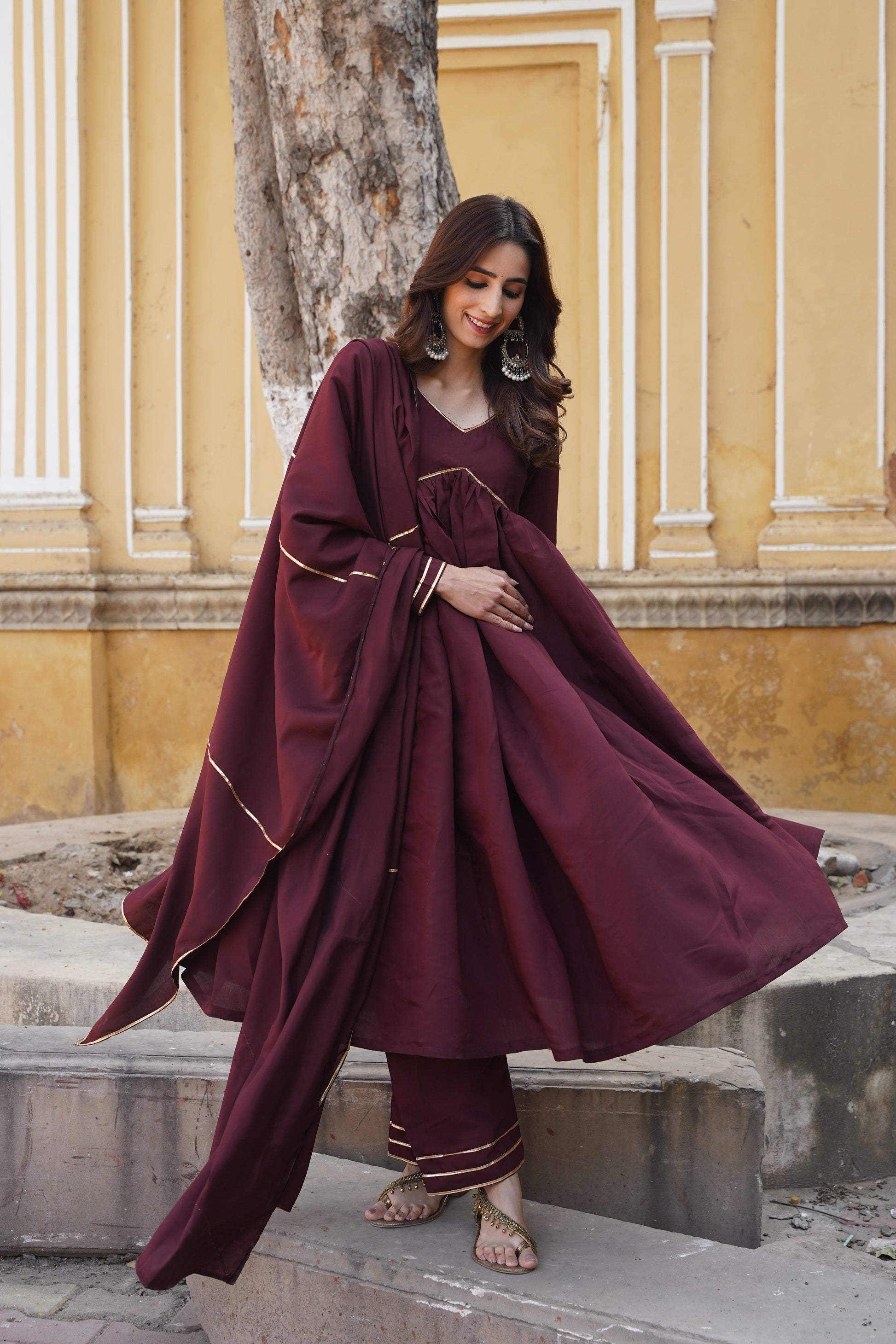 Cocoa Charm Chanderi Silk Suit Set NaaR By Nk