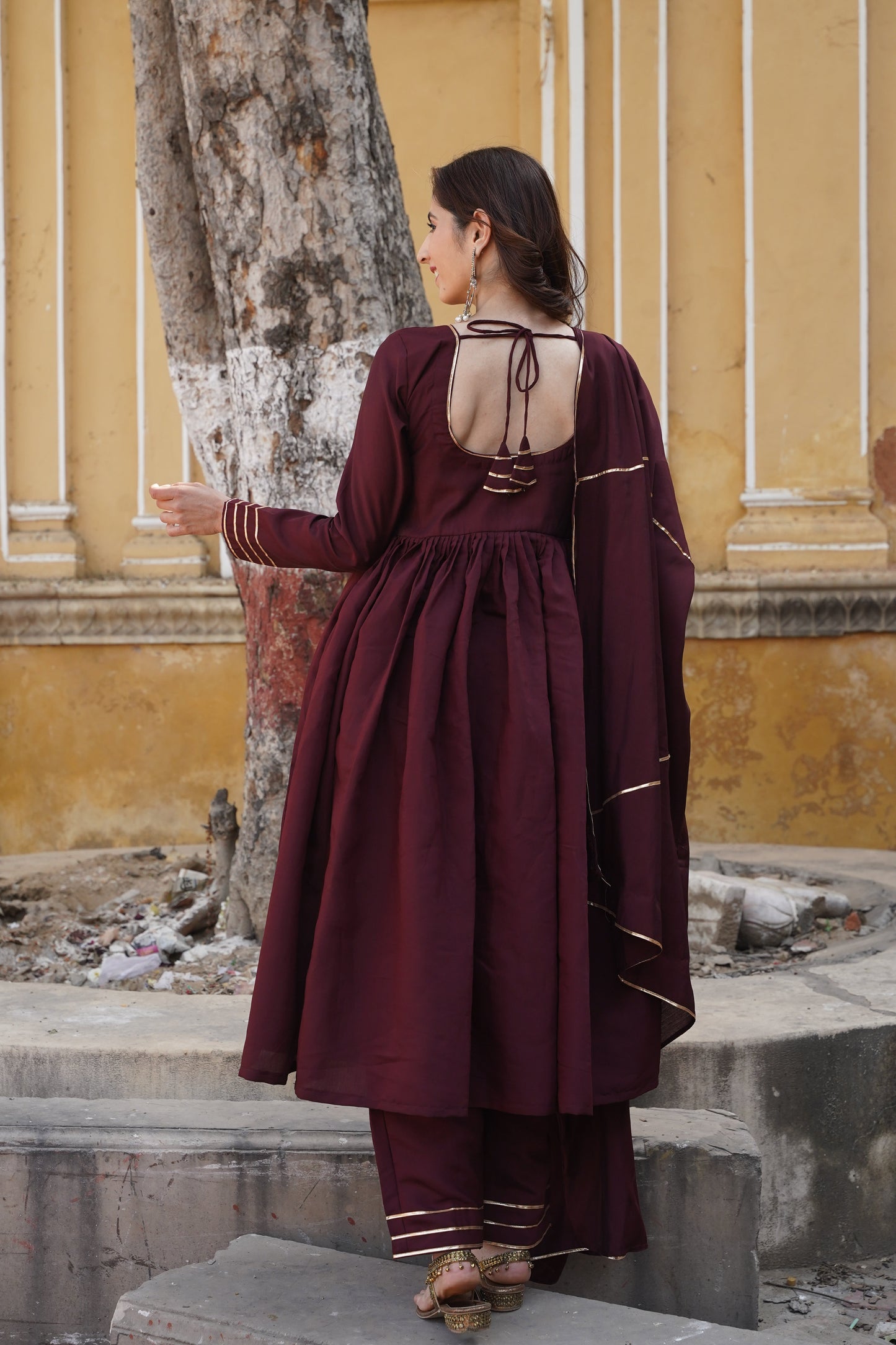 Cocoa Charm Chanderi Silk Suit Set NaaR By Nk