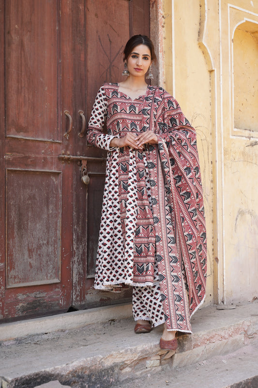 Jaipuri Hand Block Print Cotton Suit Set