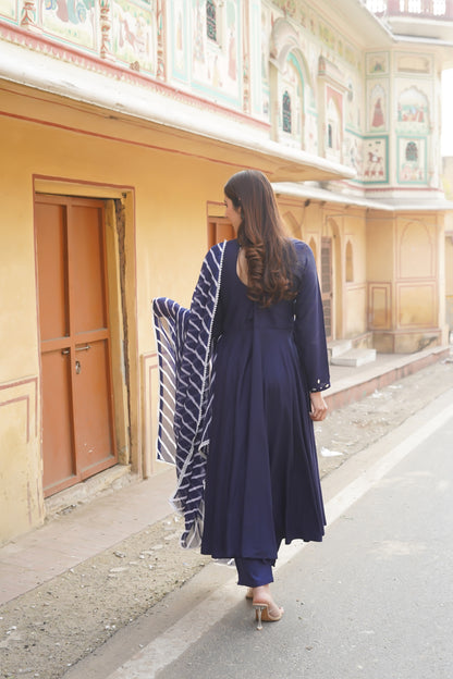 Royal Blue Mirror Work Suit
