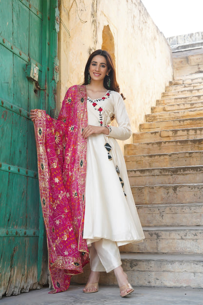 Mul Mul Silk Suit with Vintage Dupatta