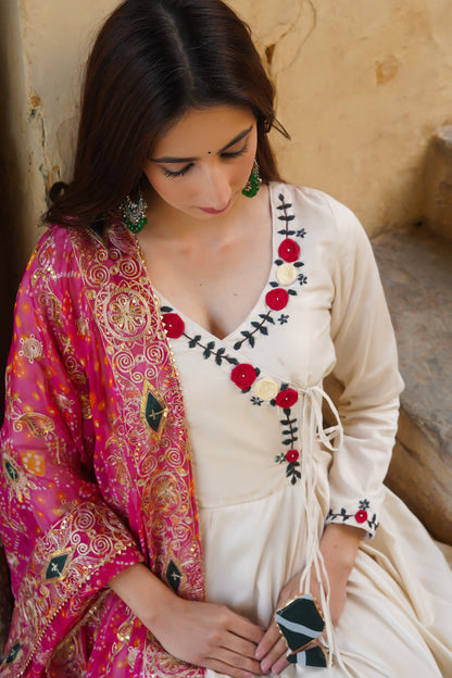 Mul Mul Silk Suit with Vintage Dupatta