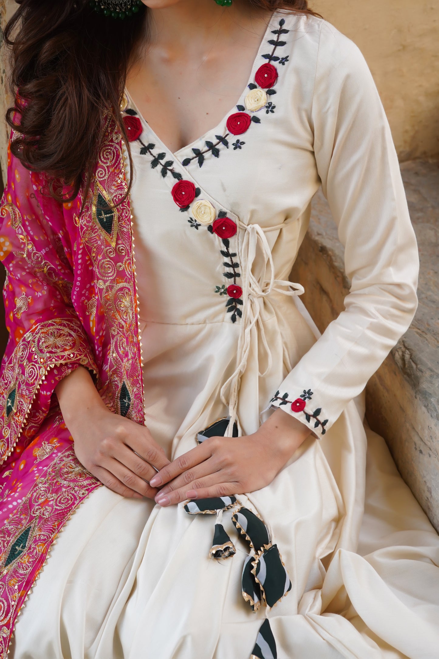 Mul Mul Silk Suit with Vintage Dupatta