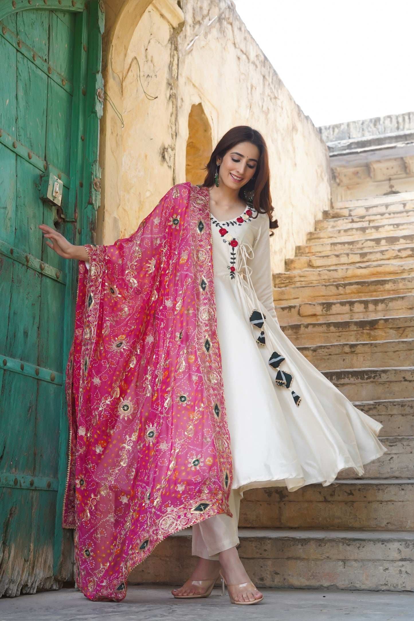 Mul Mul Silk Suit with Vintage Dupatta