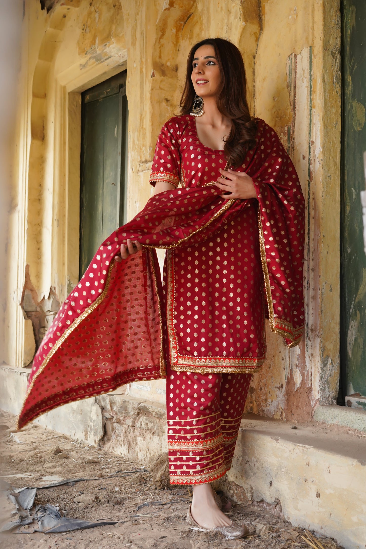 Banarasi Cheery Silk Suit Set