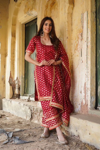 Banarasi Cheery Silk Suit Set